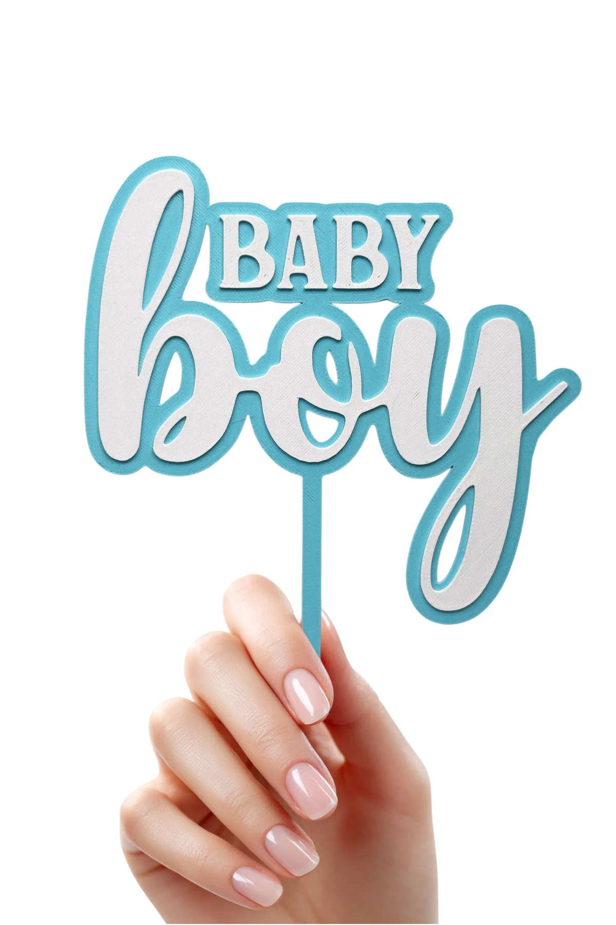 Mavi Erkek Bebek Pasta Üstü Yazısı (Baby Boy Babyshower Pasta Üzeri Süsü)