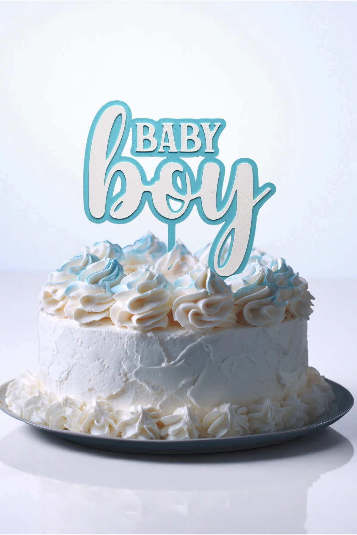 Mavi Erkek Bebek Pasta Üstü Yazısı (Baby Boy Babyshower Pasta Üzeri Süsü)
