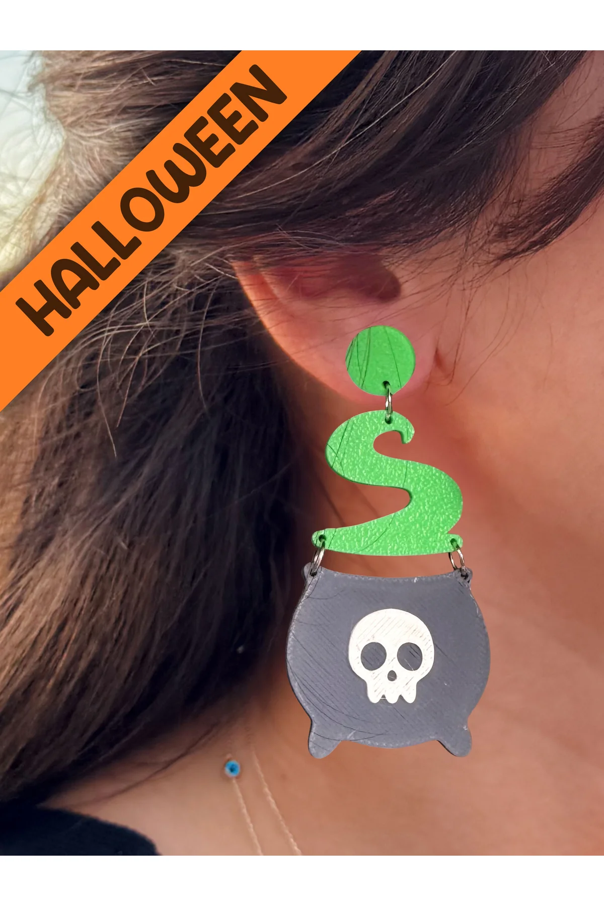 Halloween Cadılar Bayramı İksir Kazanı Özel Tasarım Küpe
