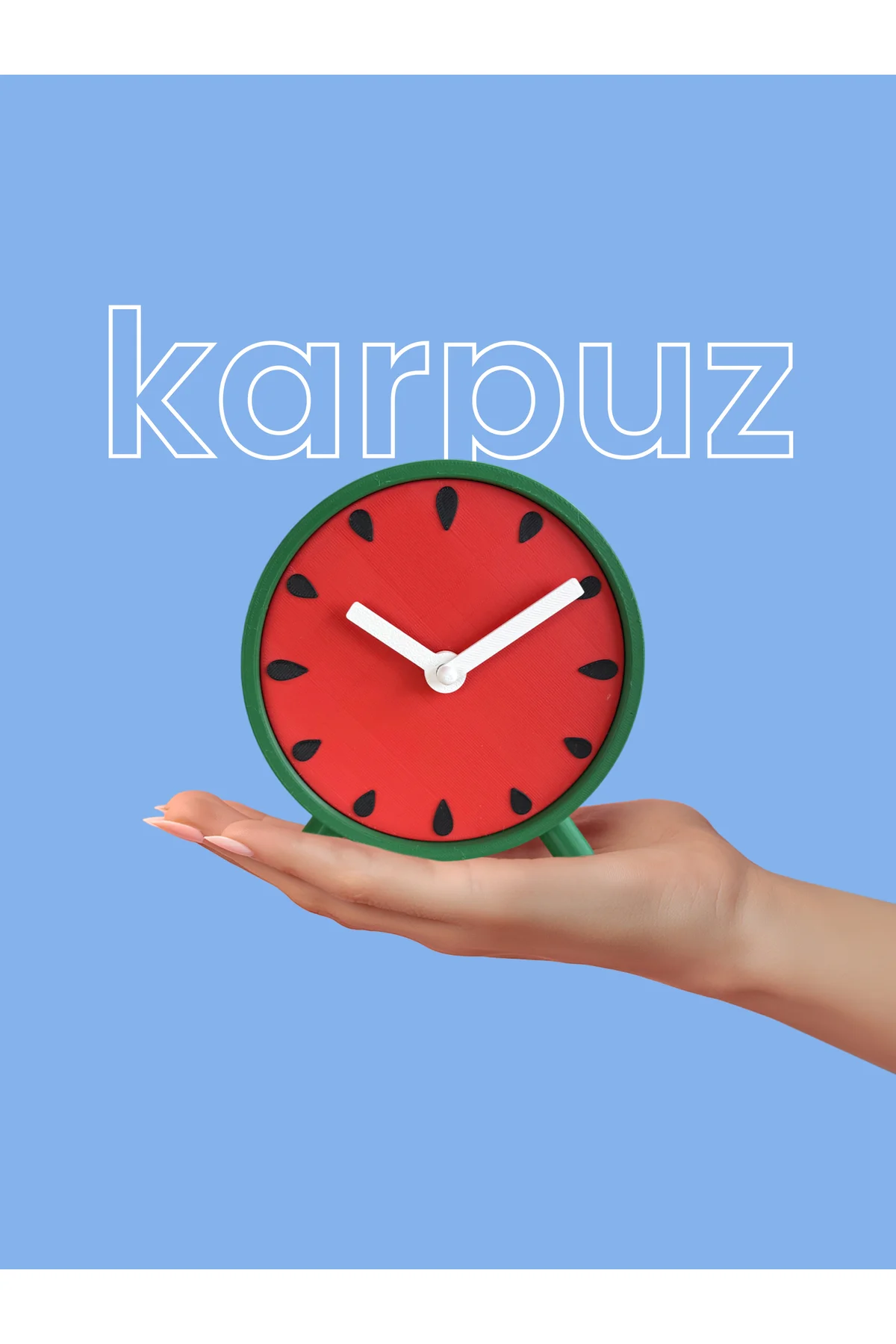 Fruitime Karpuz Meyve Desenli Masa Saati - Ev Dekorasyon