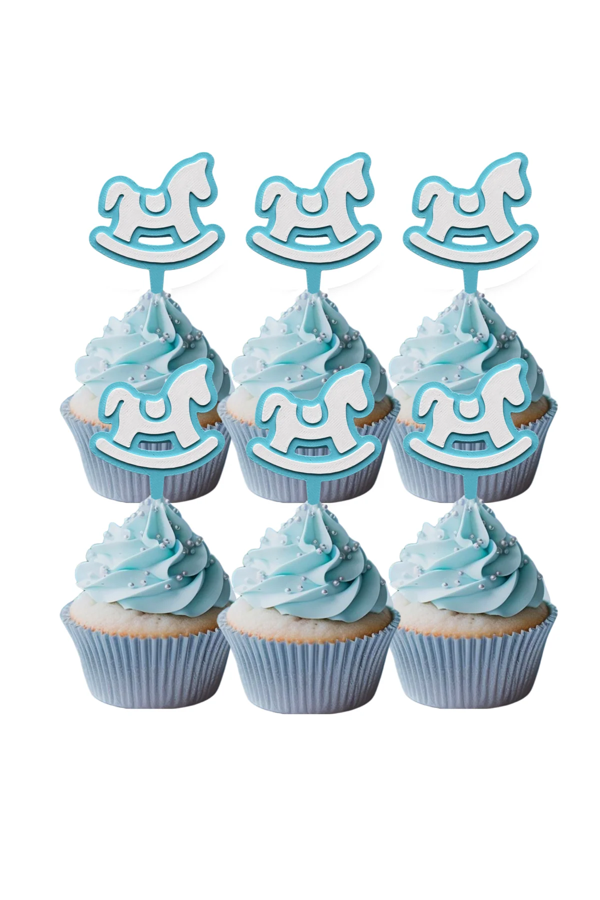 6 Adet Mavi Erkek Bebek Cupcake Süsü (Doğum Günü) - Kaliteli Malzeme