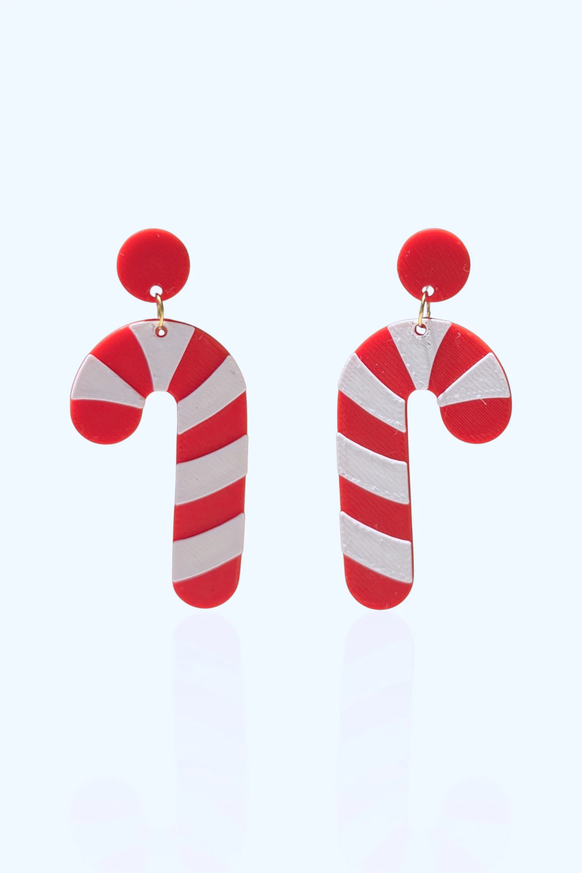 Yılbaşı Baston Şeker Kırmızı Beyaz Özel Tasarım Küpe (Candy Cane)