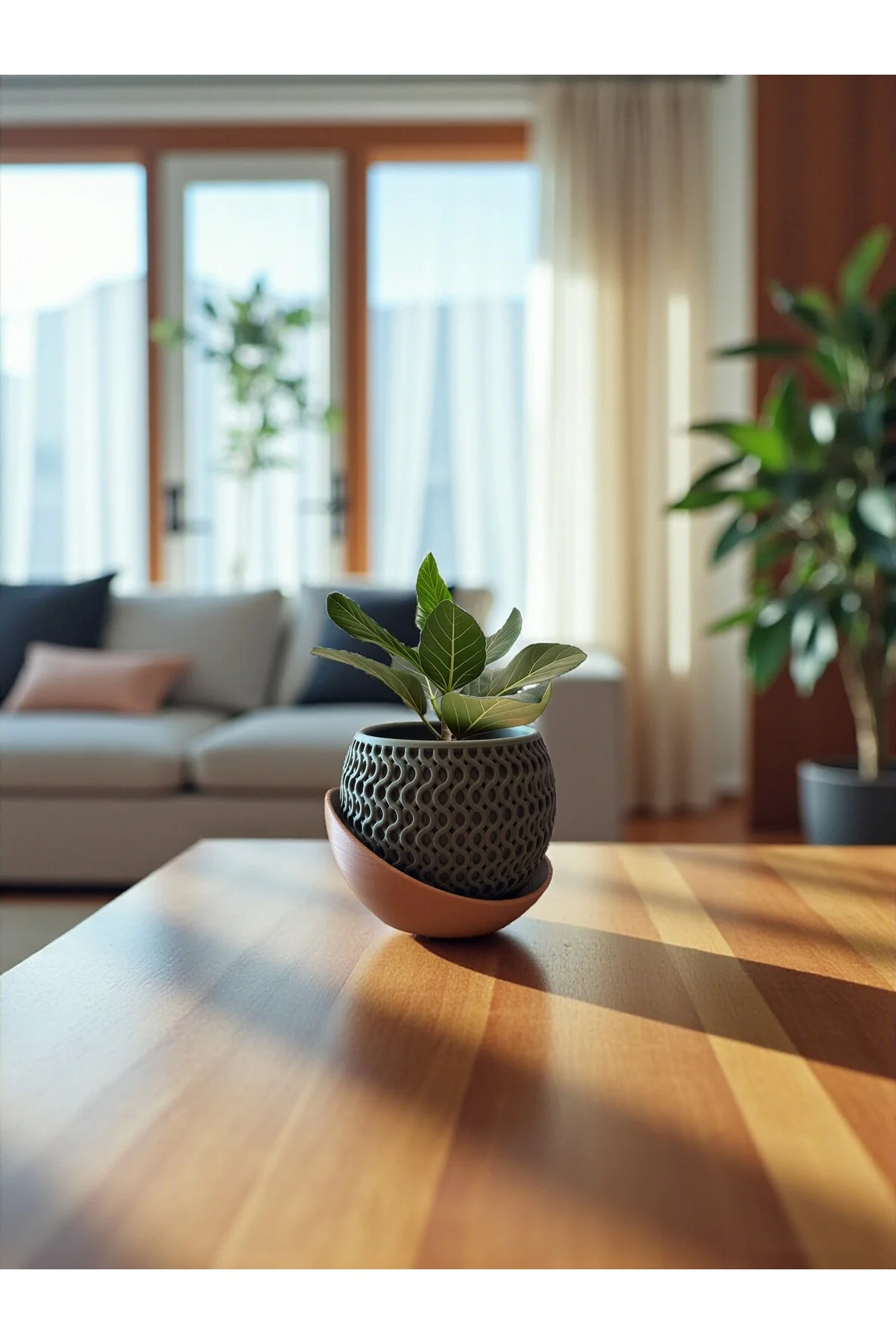 Desenli Saksı – Drenaj Tabağı ile Modern Tasarım