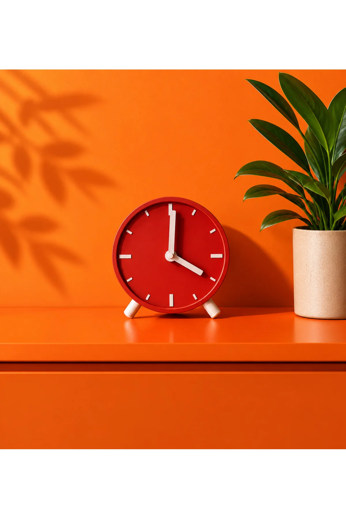Kırmızı Minimal Görünüm Çalışma Masası İçin Dekoratif Masa Saati