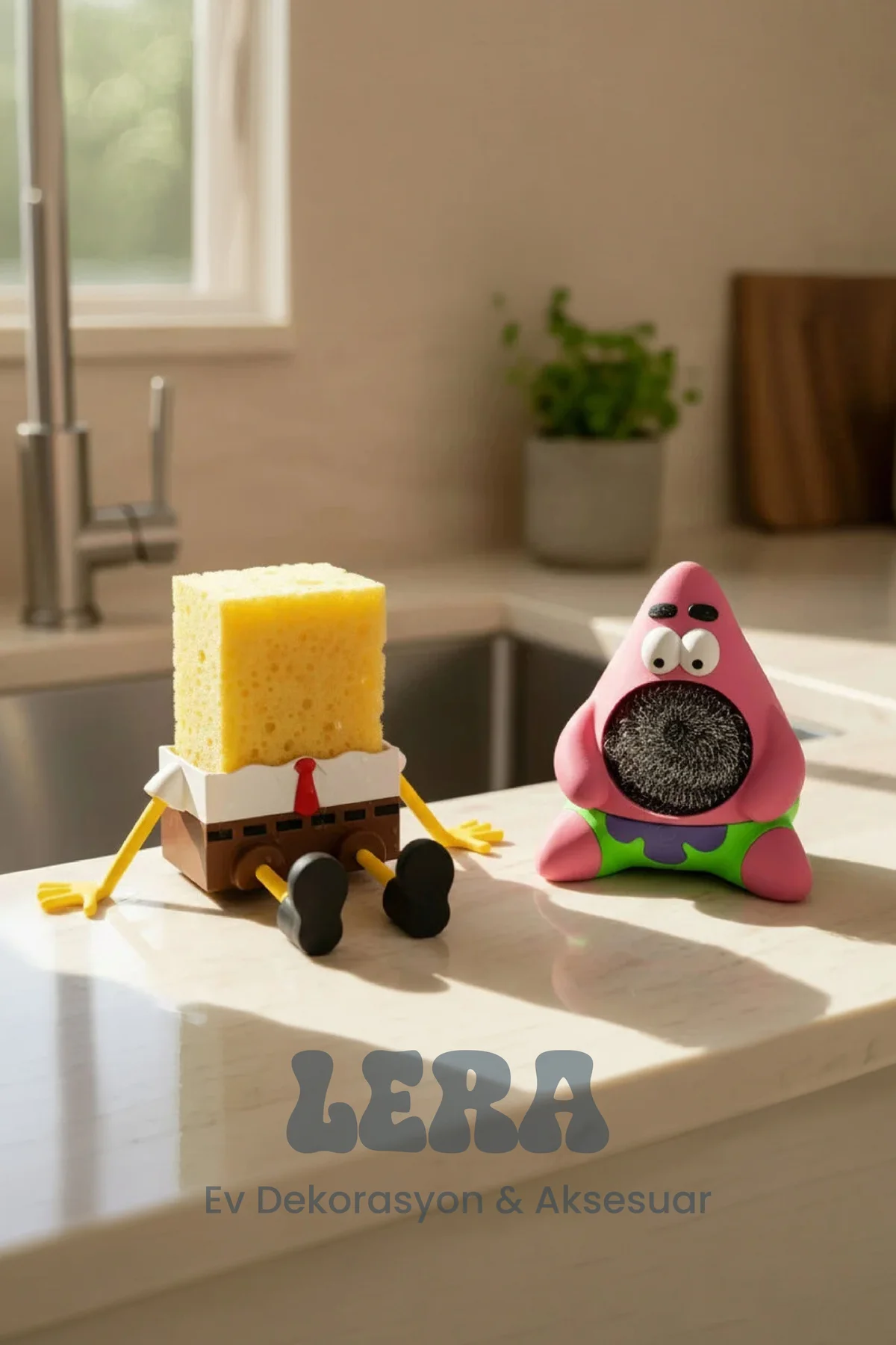 Sünger Bob Patrik 2li Set – Lavabo Düzenleyici - Mutfak Aksesuarı