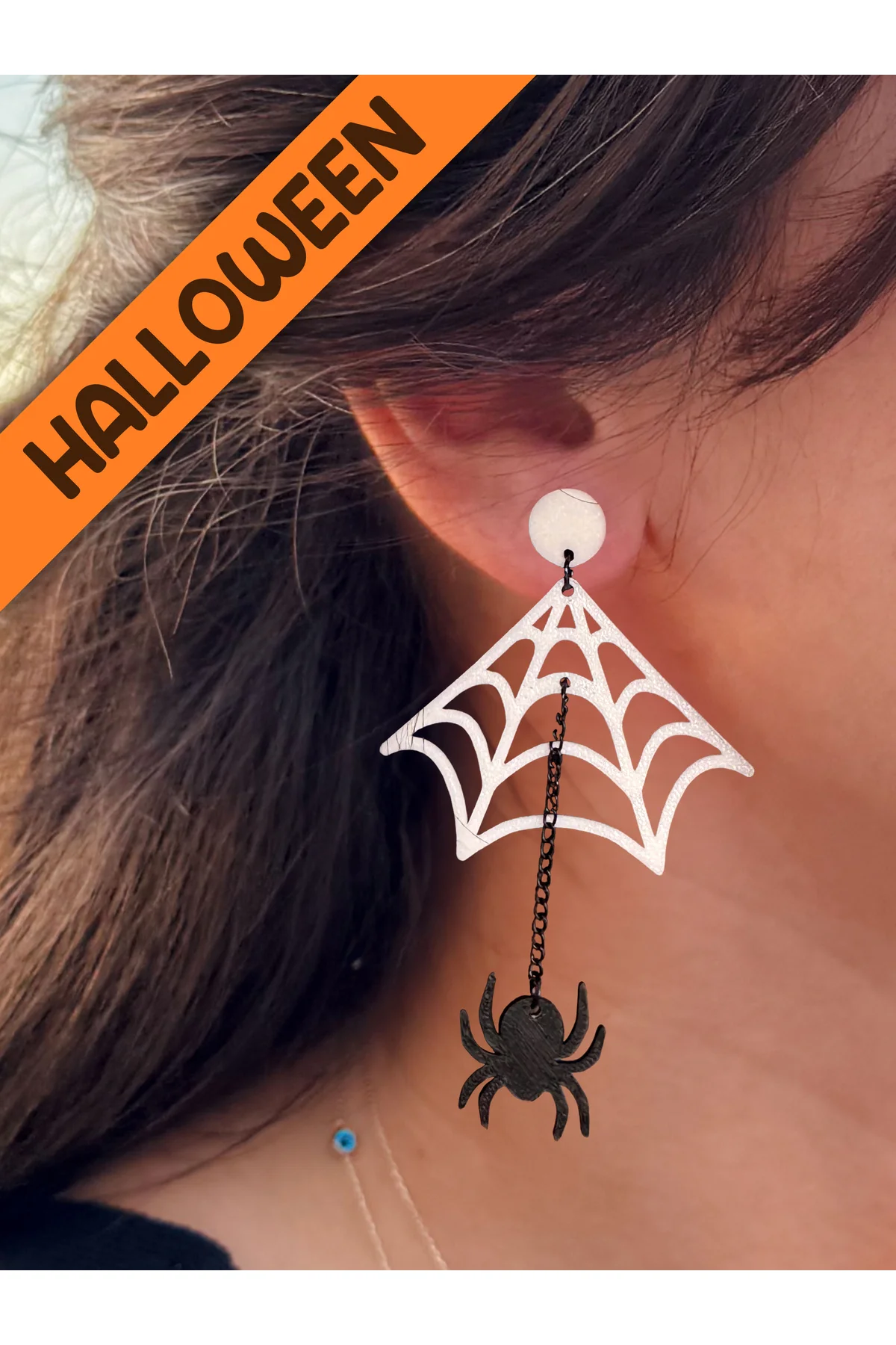 Halloween Cadılar Bayramı Örümcek Ağı Özel Tasarım Küpe