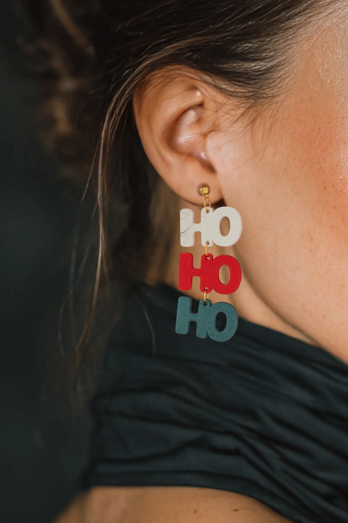 HO HO HO Yılbaşı Temalı Özel Tasarım Küpe