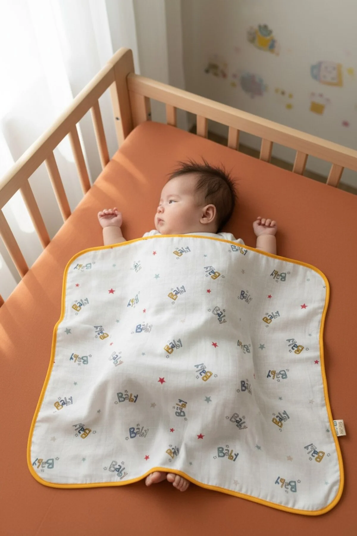 Baby Desenli Bebek Battaniyesi – Yumuşak, Hafif ve Nefes Alabilir, Müslin Kumaş