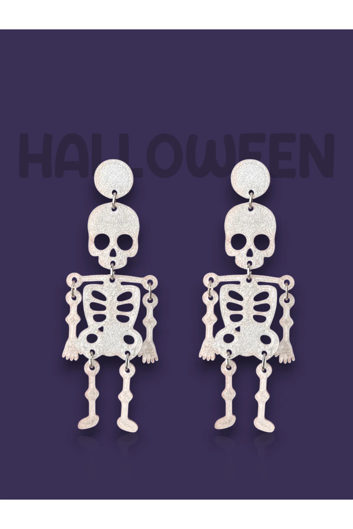 Halloween Cadılar Bayramı Gece Parlayan Fosforlu İskelet Özel Tasarım Küpe