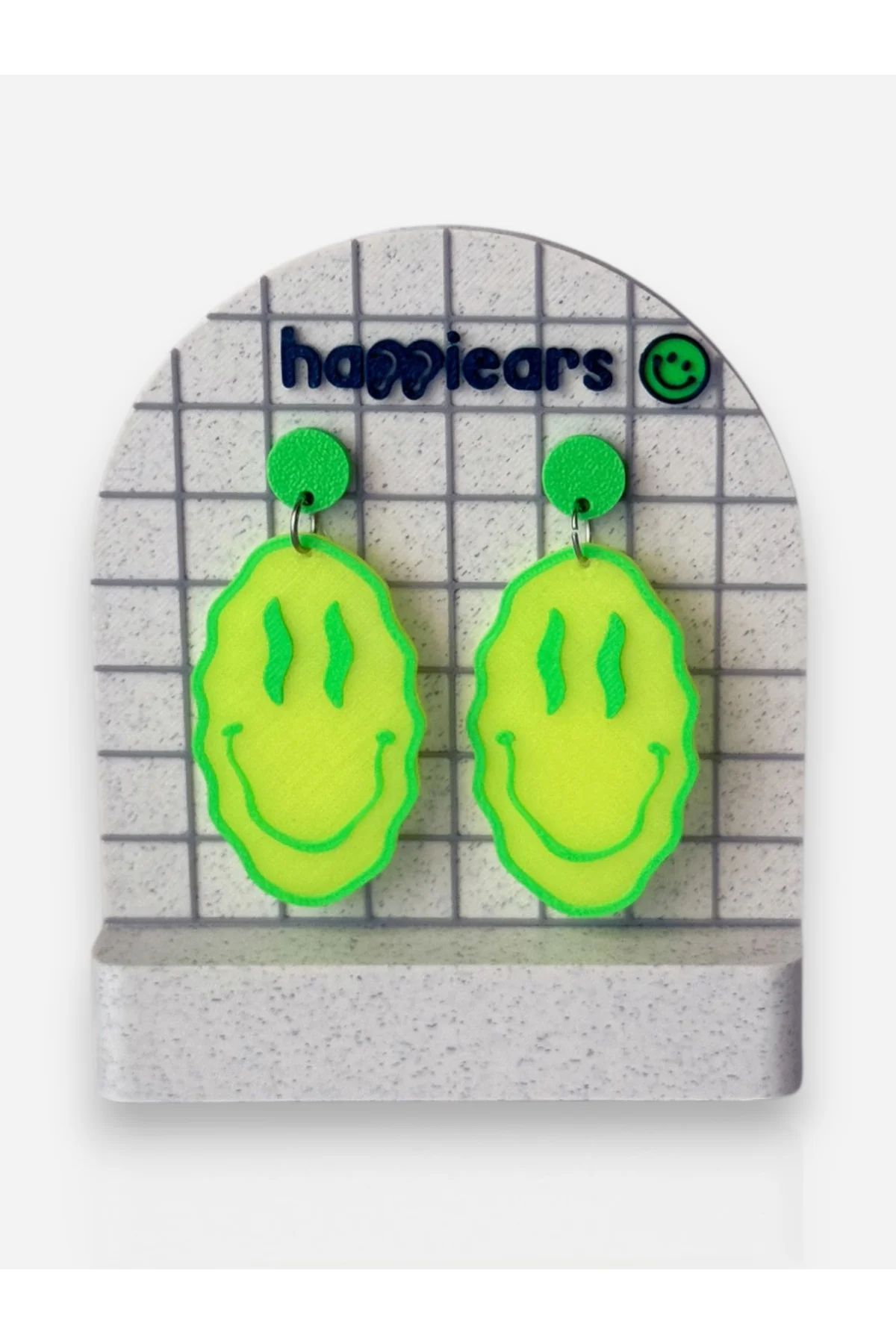 Neon Renkli Gülen Yüz Özel Tasarım Küpe (Smile)