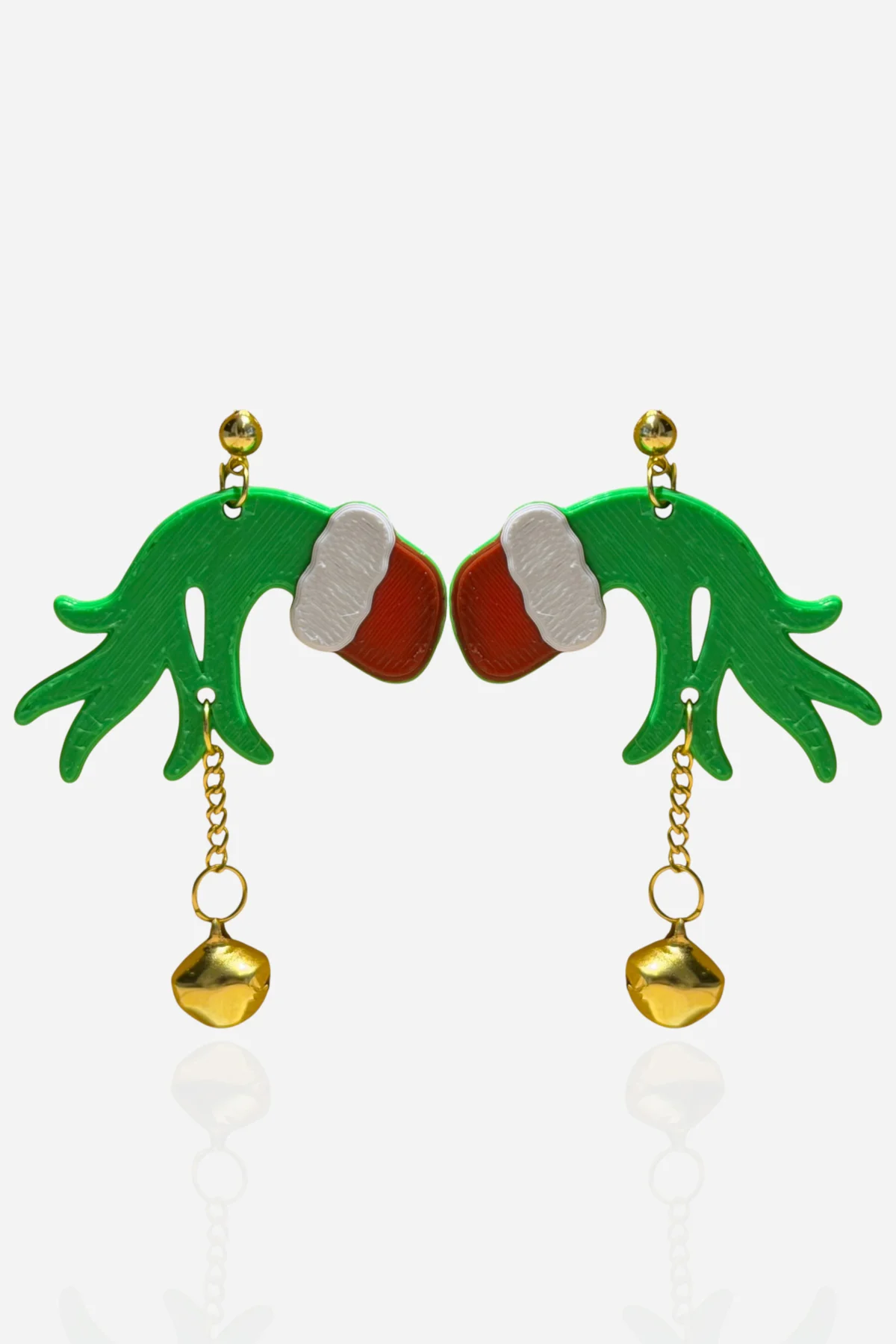 Yılbaşı Grinch Eli Çan Detaylı Özel Tasarım Küpe (Grinch)