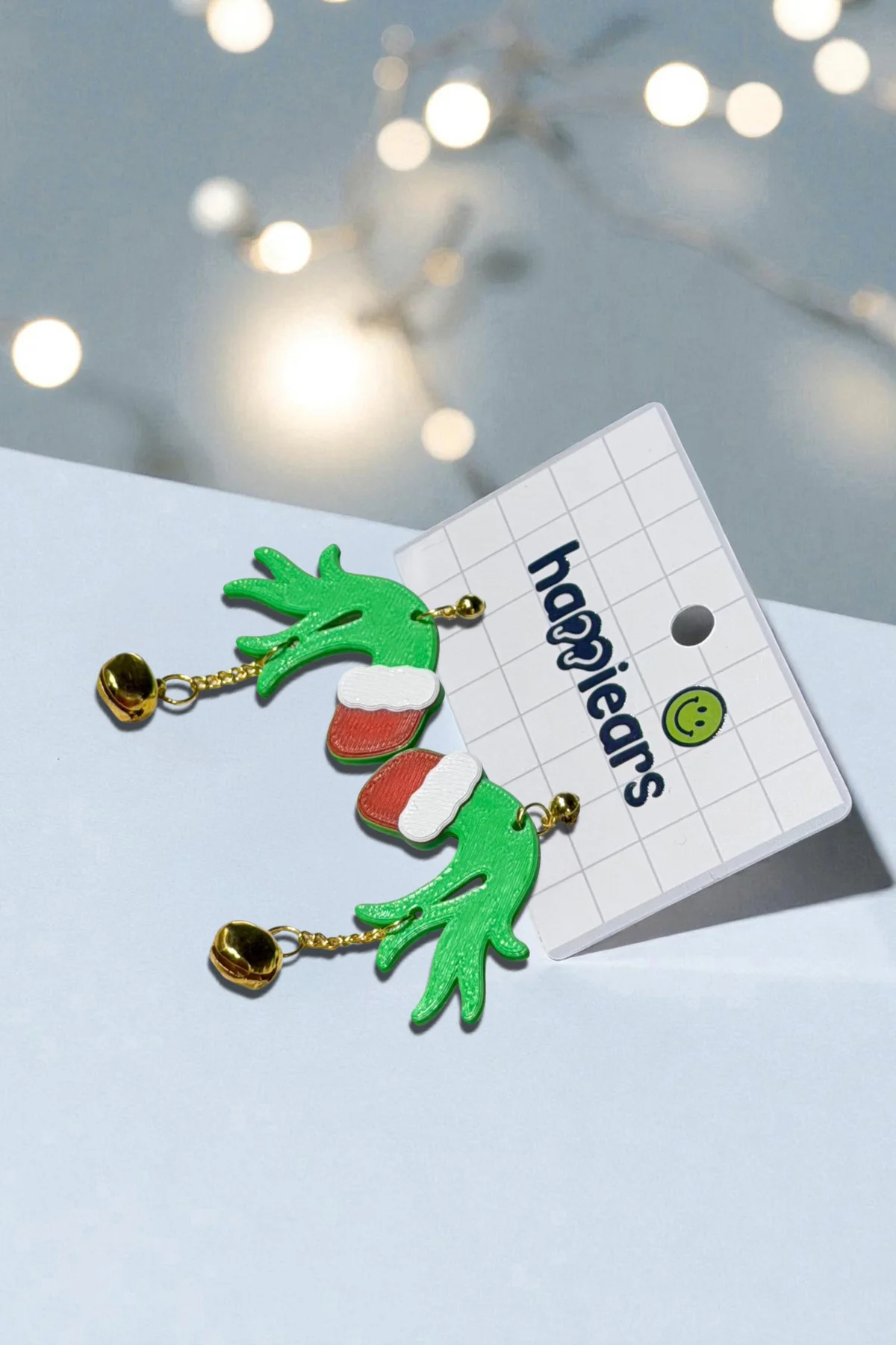 Yılbaşı Grinch Eli Çan Detaylı Özel Tasarım Küpe (Grinch)