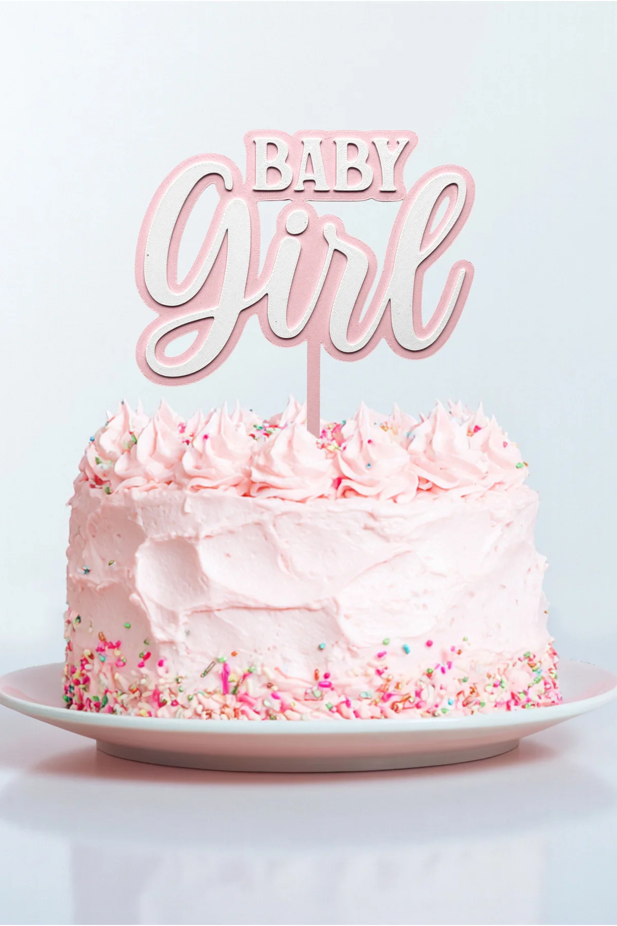 Pembe Kız Bebek Pasta Üstü Yazısı (Baby Girl Babyshower Pasta Üzeri Süsü)
