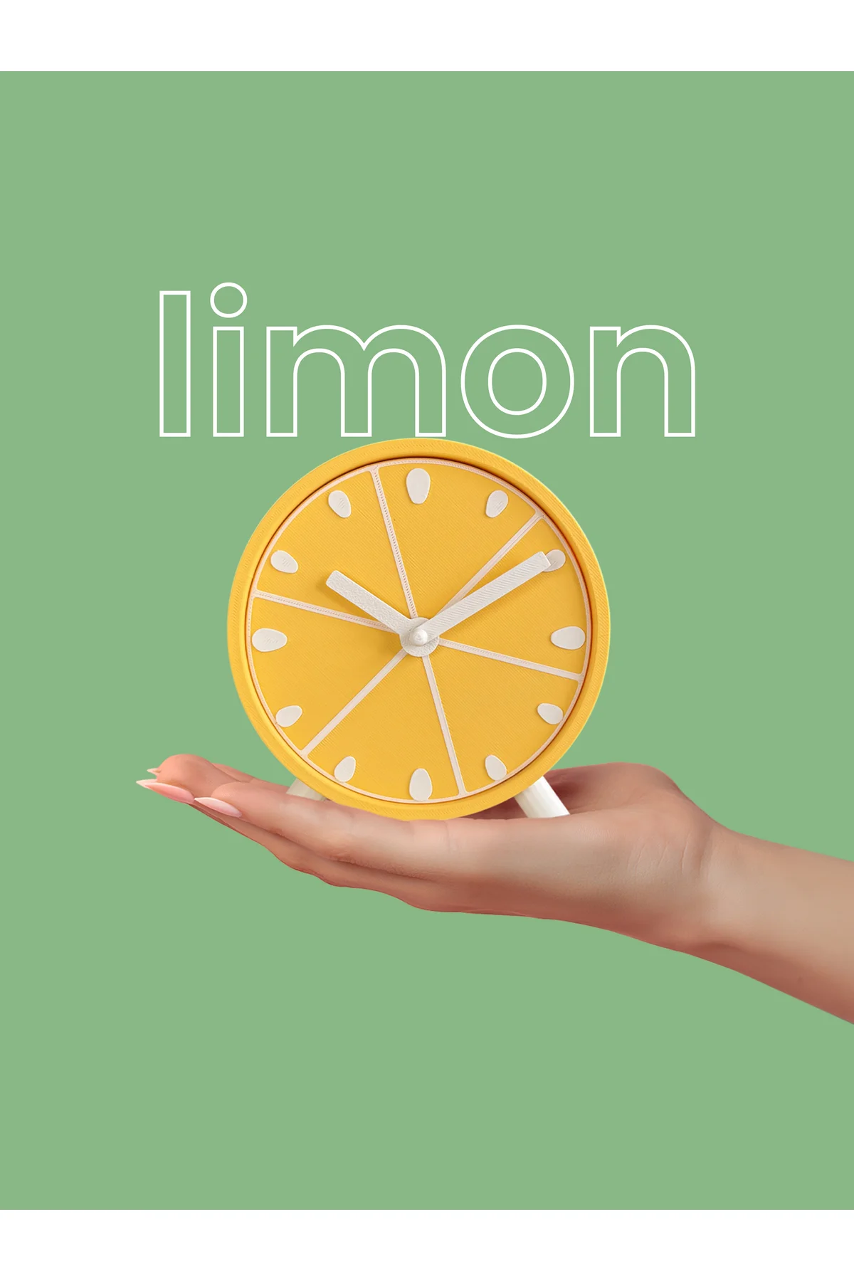 Fruitime Limon Meyve Desenli Masa Saati - Ev Dekorasyon