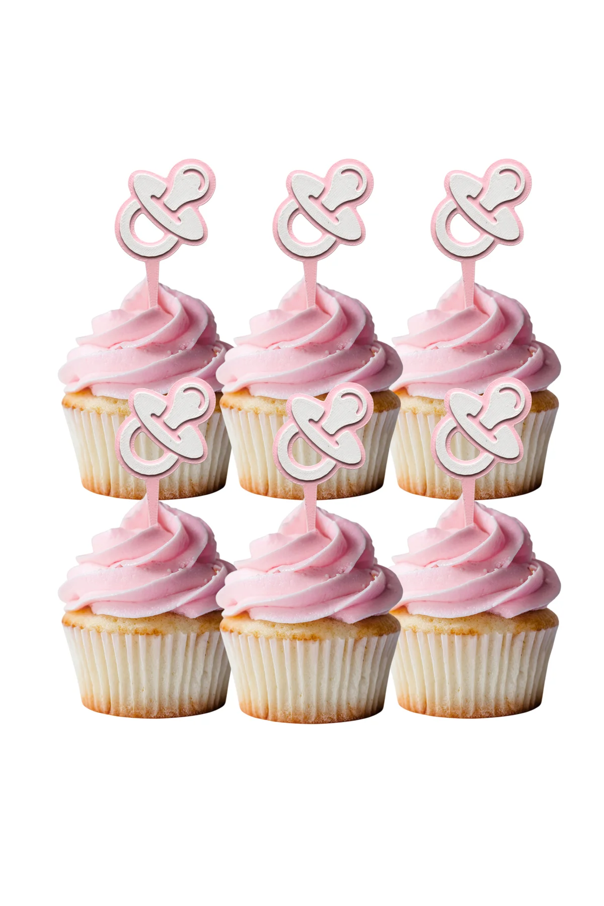 6 Adet Pembe Kız Bebek Cupcake Süsü (BABY GİRL BABYSHOWER) - Kaliteli Malzeme