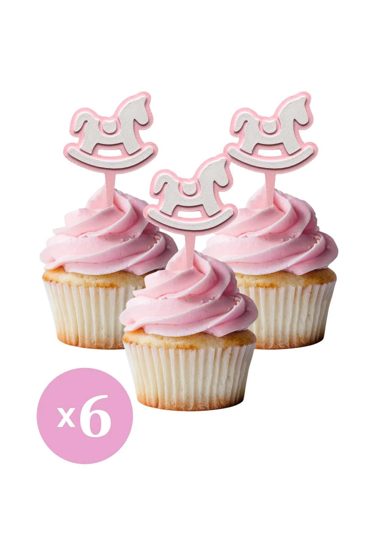 6 Adet Pembe Kız Bebek Cupcake Süsü (Doğum Günü) - Kaliteli Malzeme