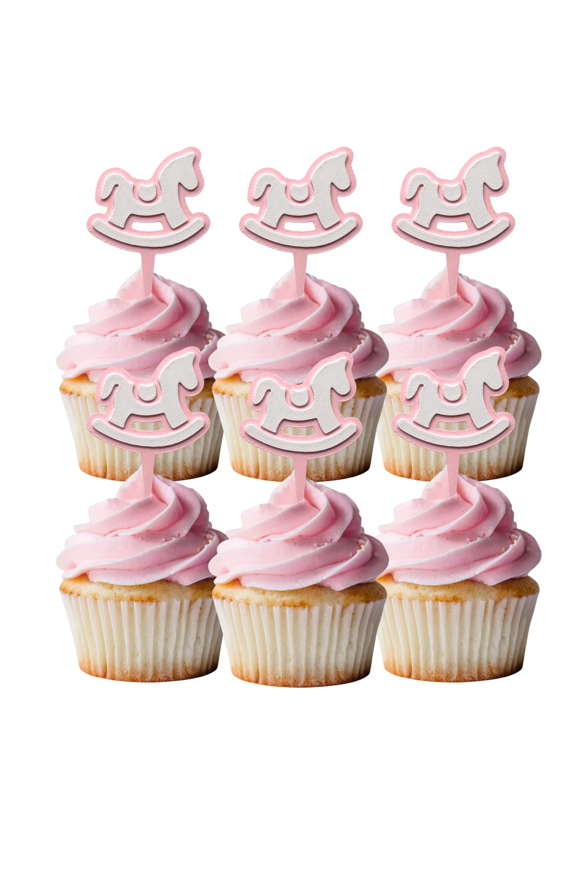 6 Adet Pembe Kız Bebek Cupcake Süsü (Doğum Günü) - Kaliteli Malzeme